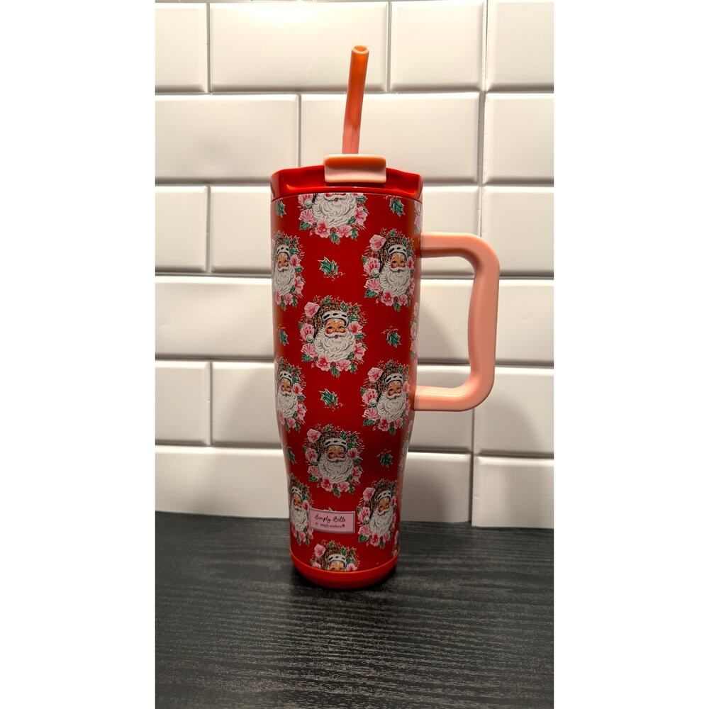 NWT Simply Southern 40oz Tumbler - Vintage Floral Santa Christmas Mug